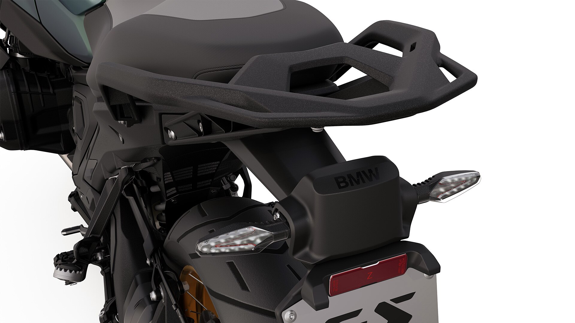 BMW R 1300 GS Option 719 Tramuntana ar funkcionāli integrētiem pagrieziena rādītājiem un aizmugurējo radaru