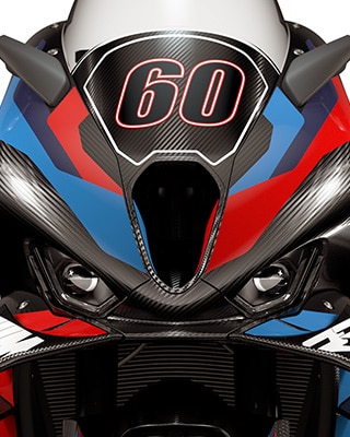 M 1000 RR priekšpuse un vējstikls