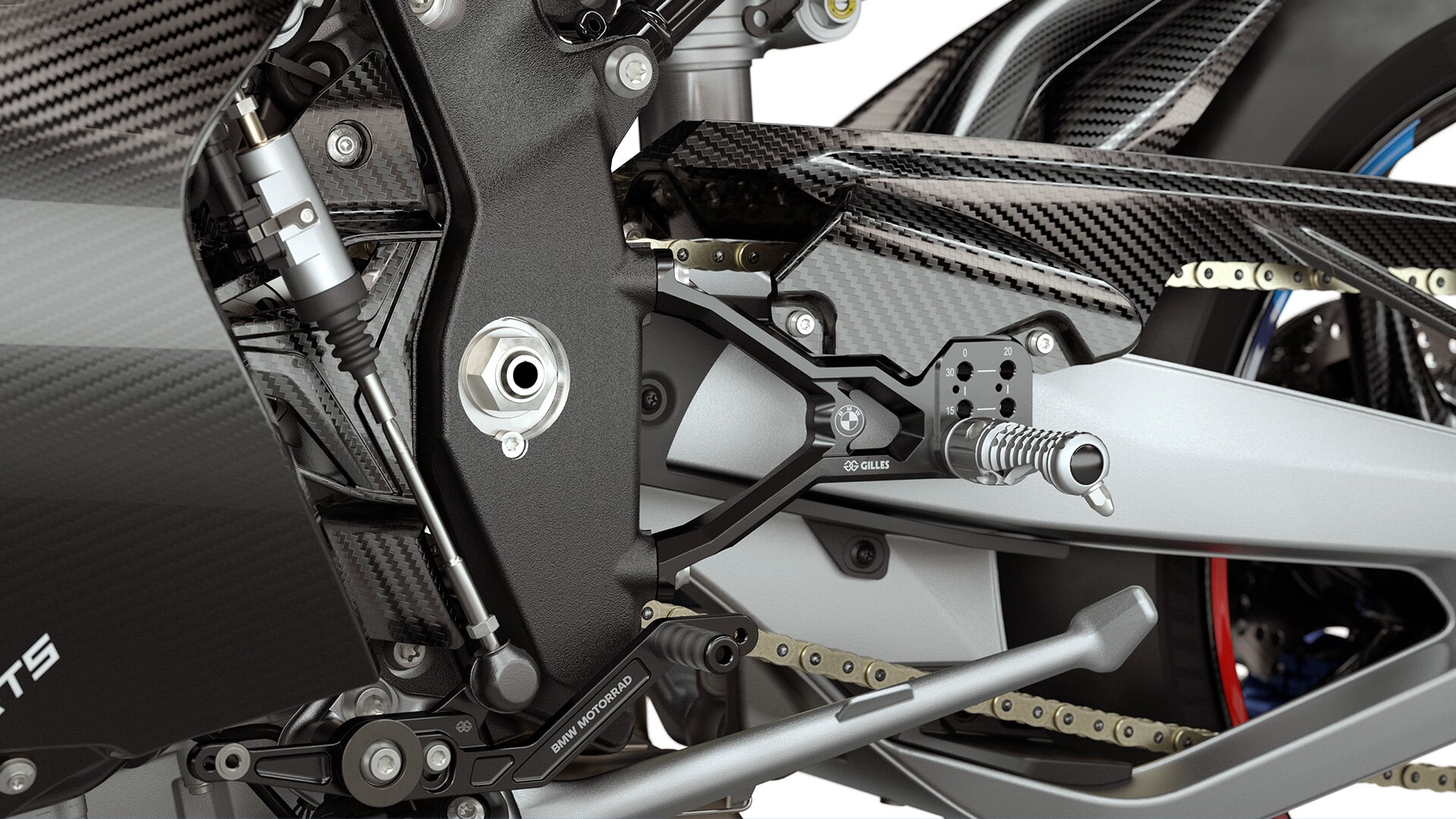 M 1000 RR kāju balstu sistēma