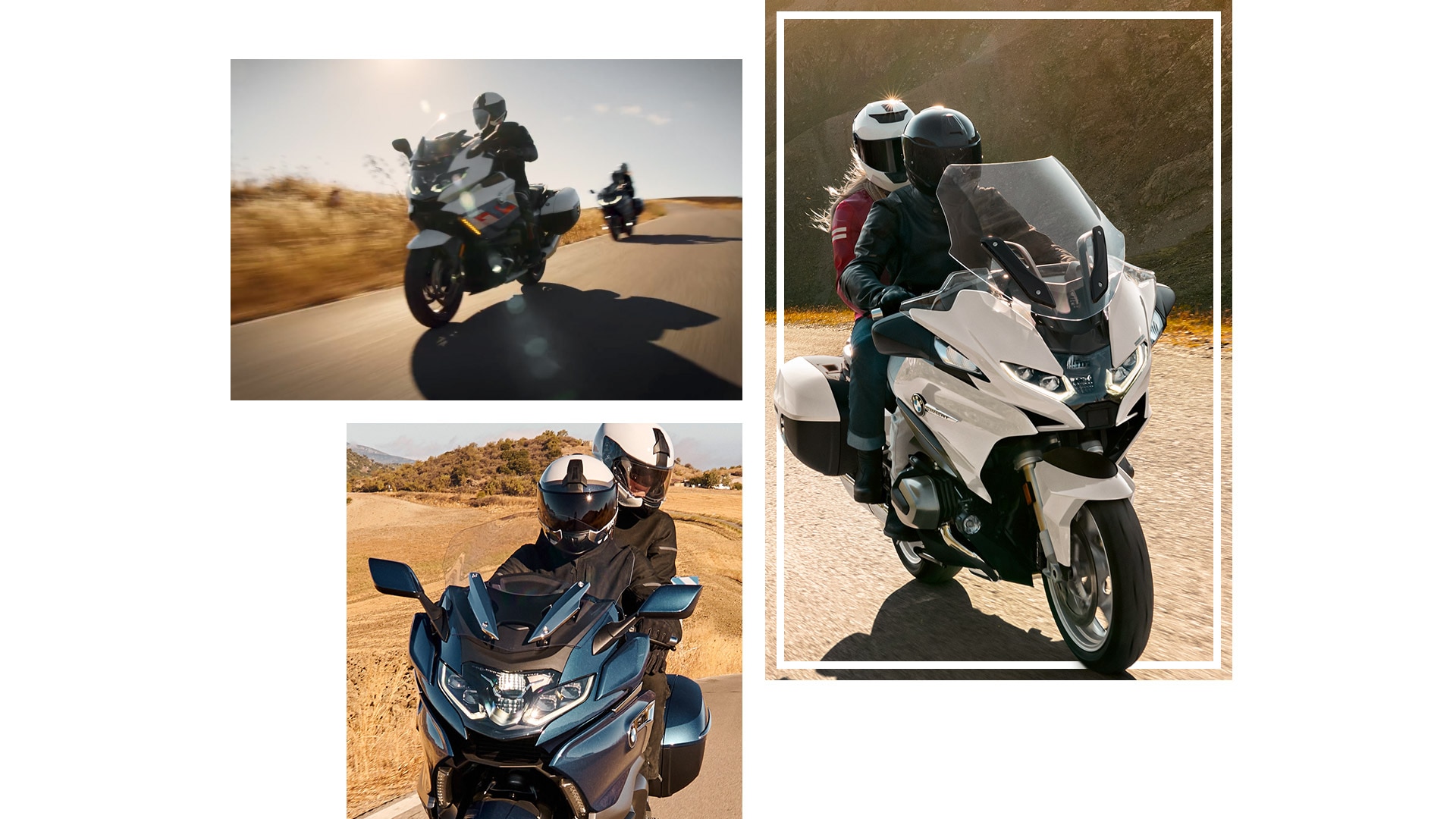 Kadri ar BMW Motorrad tūrisma motocikliem kustībā.